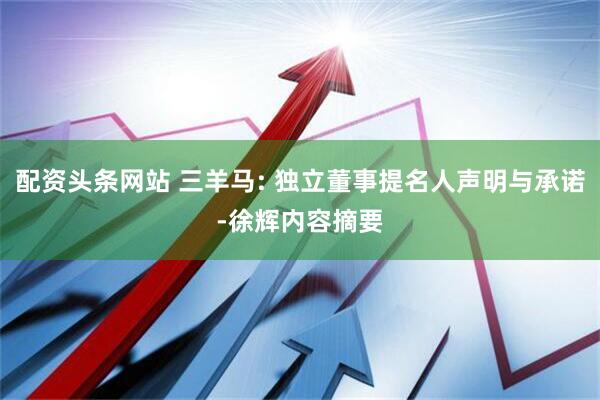 配资头条网站 三羊马: 独立董事提名人声明与承诺-徐辉内容摘要